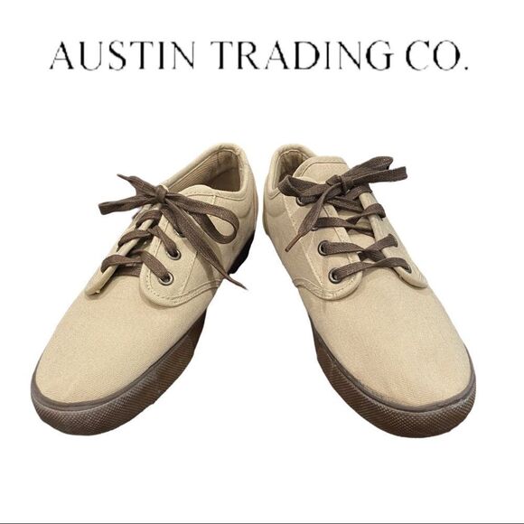 Austin Trading Co. Tan Khaki Canvas Lace Sneakers 6 - Picture 1 of 7
